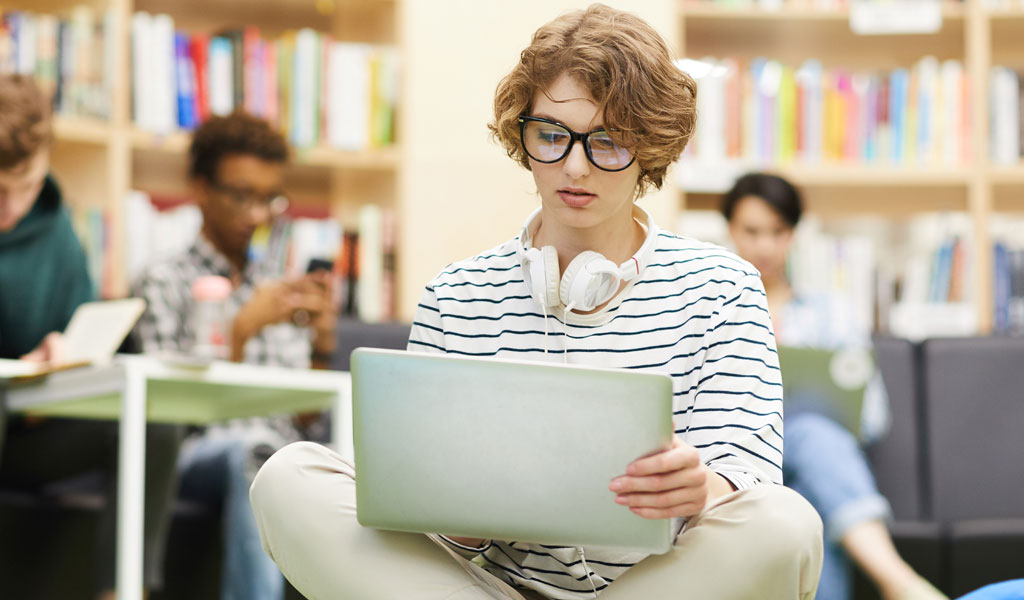 Youth studying in a group